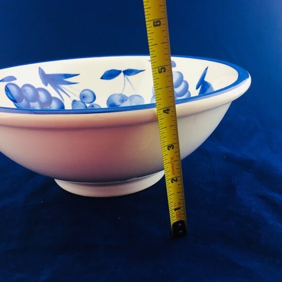 STOVIGLIERIE White Blue Fruit Trim Large Pottery Italy Round Serving Pasta Bowl - Picture 9 of 11